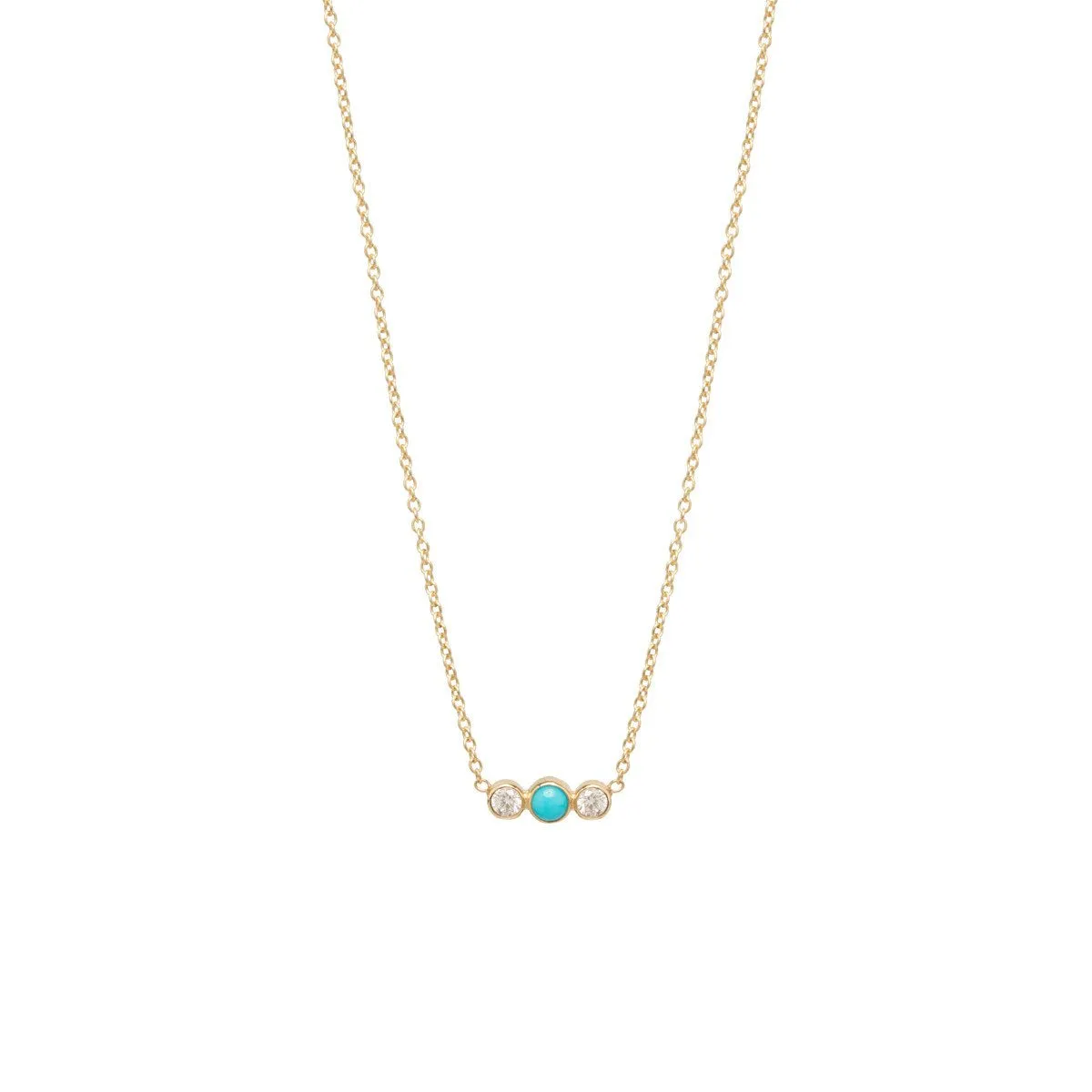 Turquoise and Diamond Bezel Necklace
