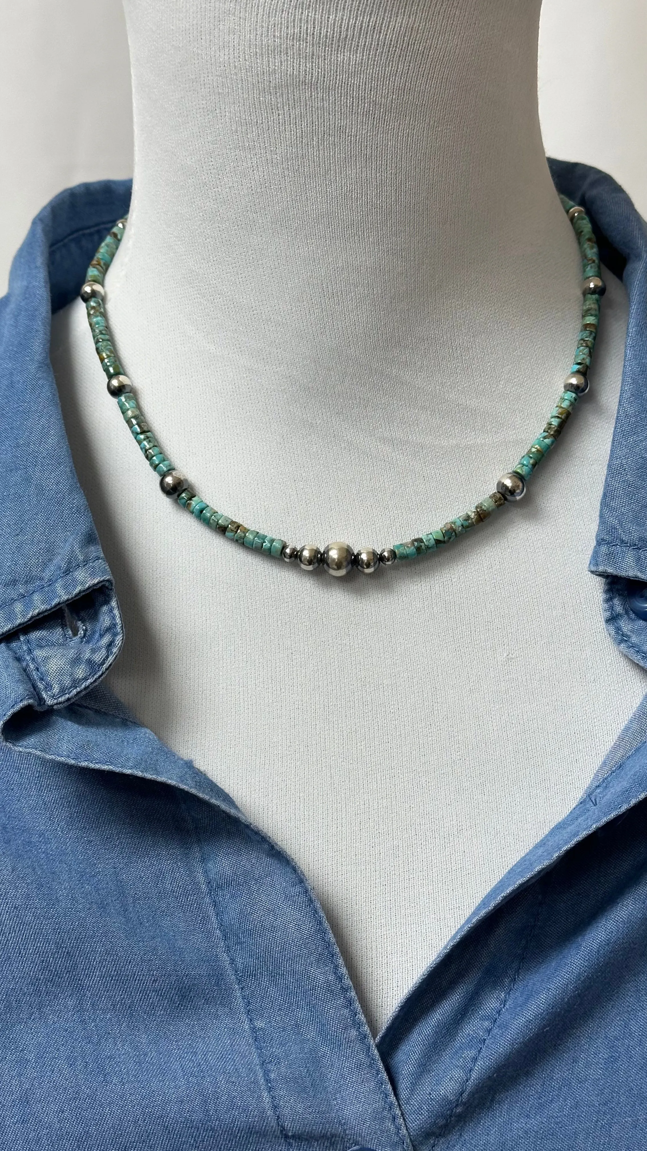 Turquoise and Navajo Style Beads Necklace