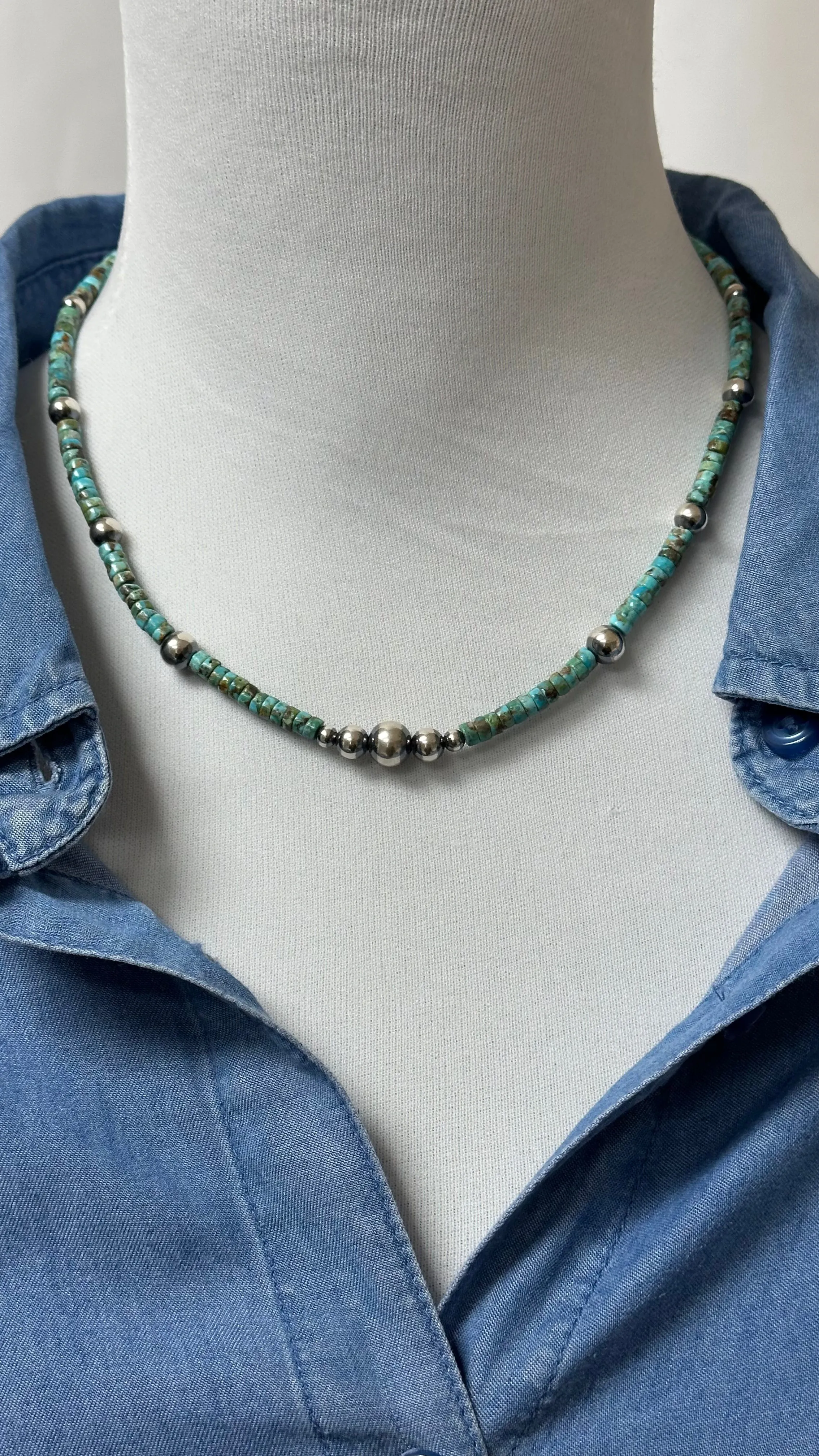 Turquoise and Navajo Style Beads Necklace