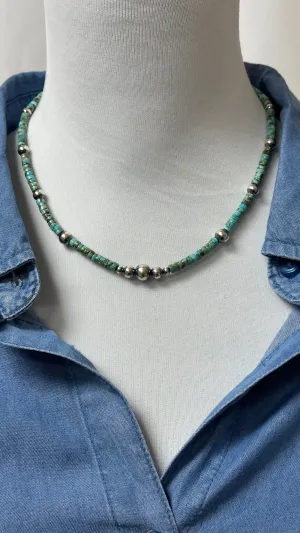 Turquoise and Navajo Style Beads Necklace