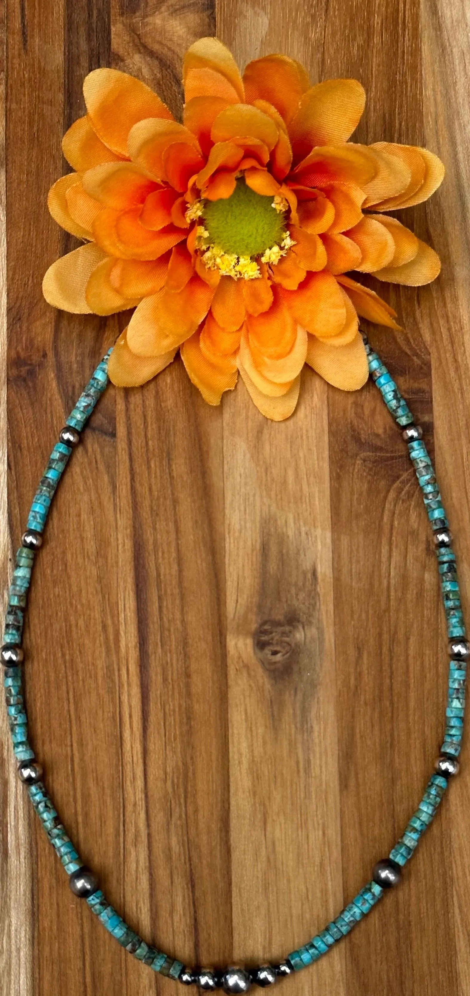 Turquoise and Navajo Style Beads Necklace