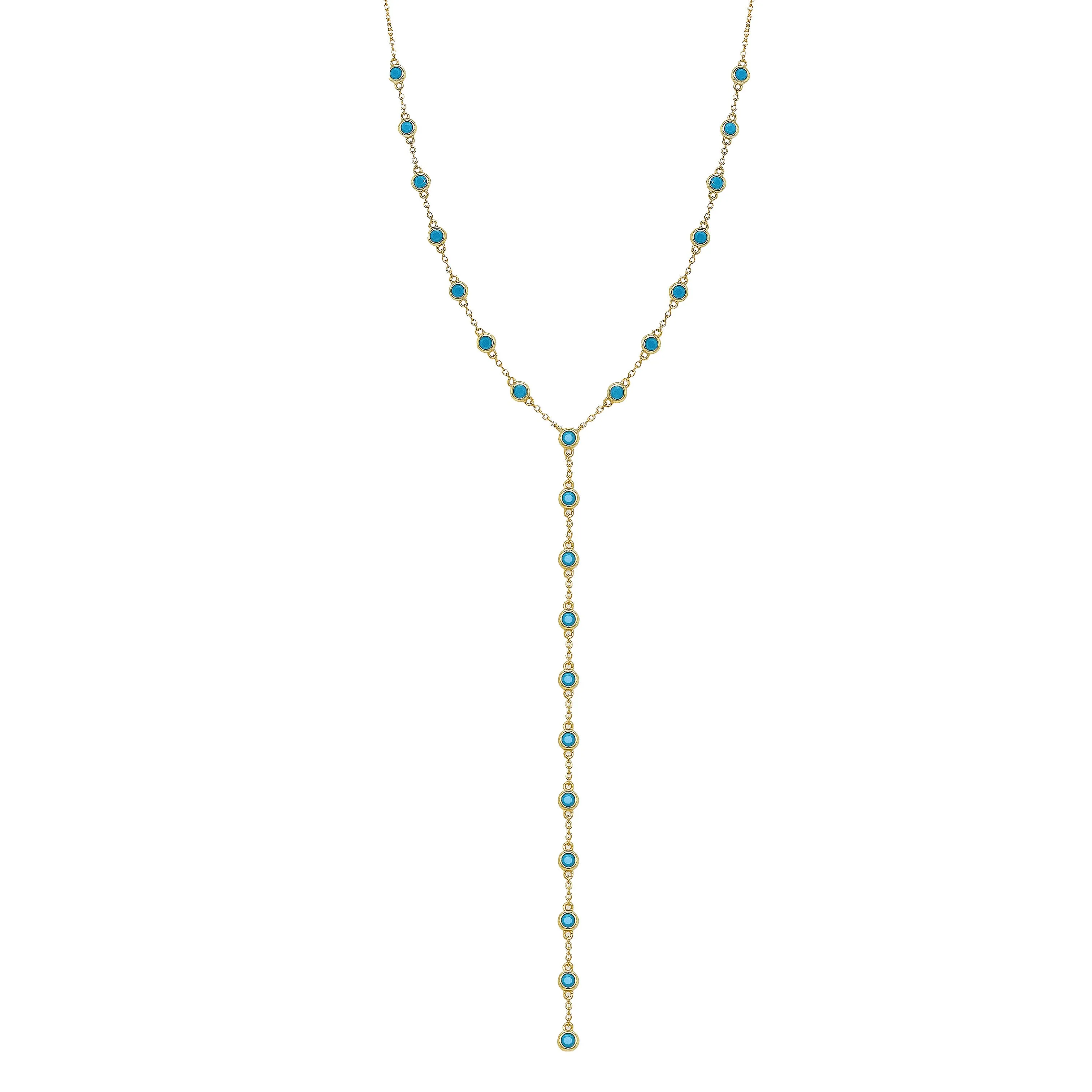 Turquoise Bezel Lariat Necklace