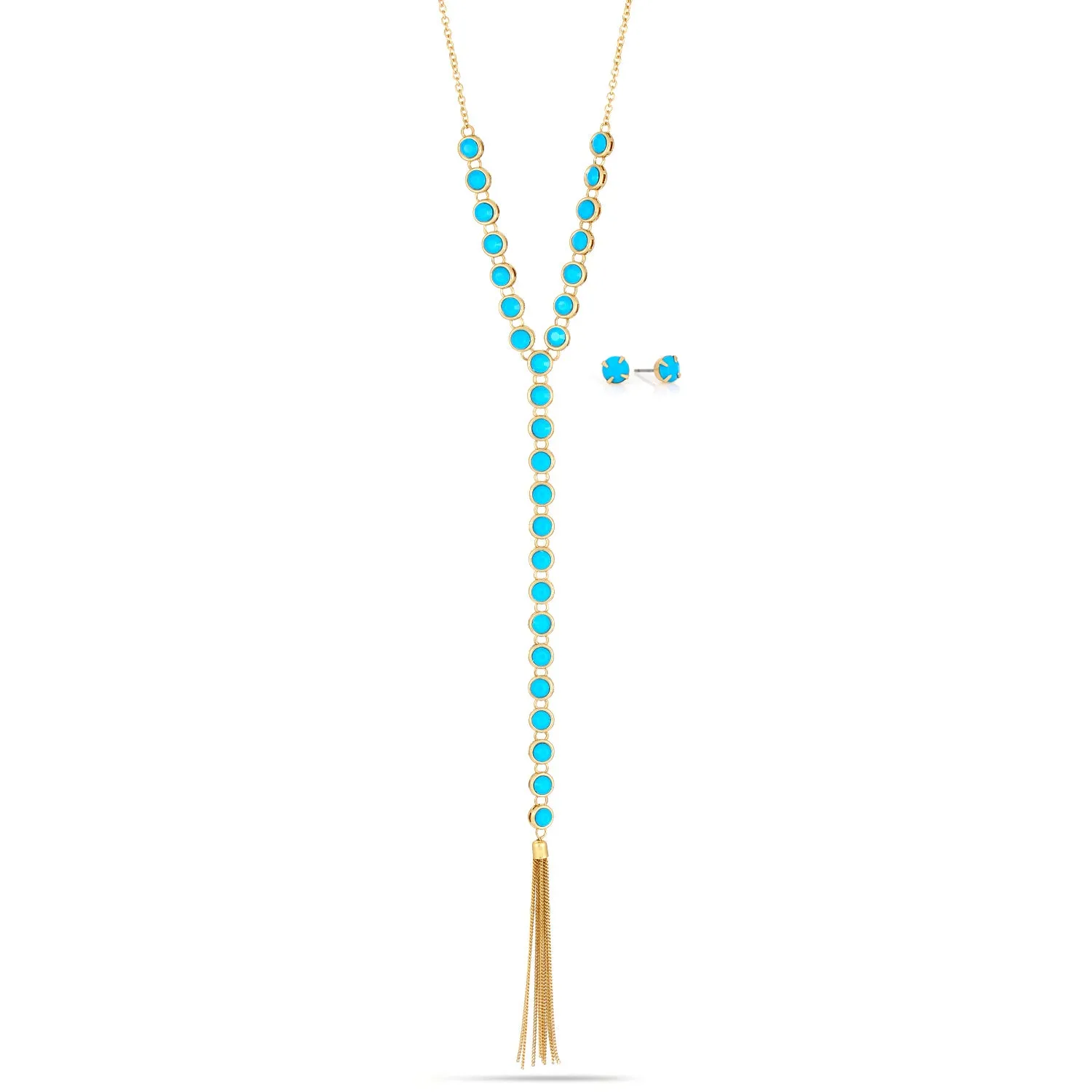 TURQUOISE EARRINGS AND TASSEL NECKLACES #HNN E86571 Y-GDTQ (RE13)