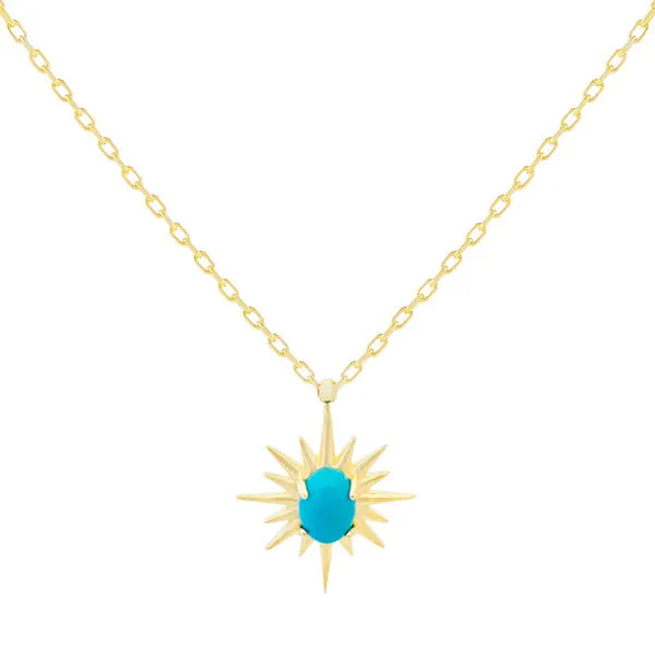 Turquoise Enamel Starburst Necklace