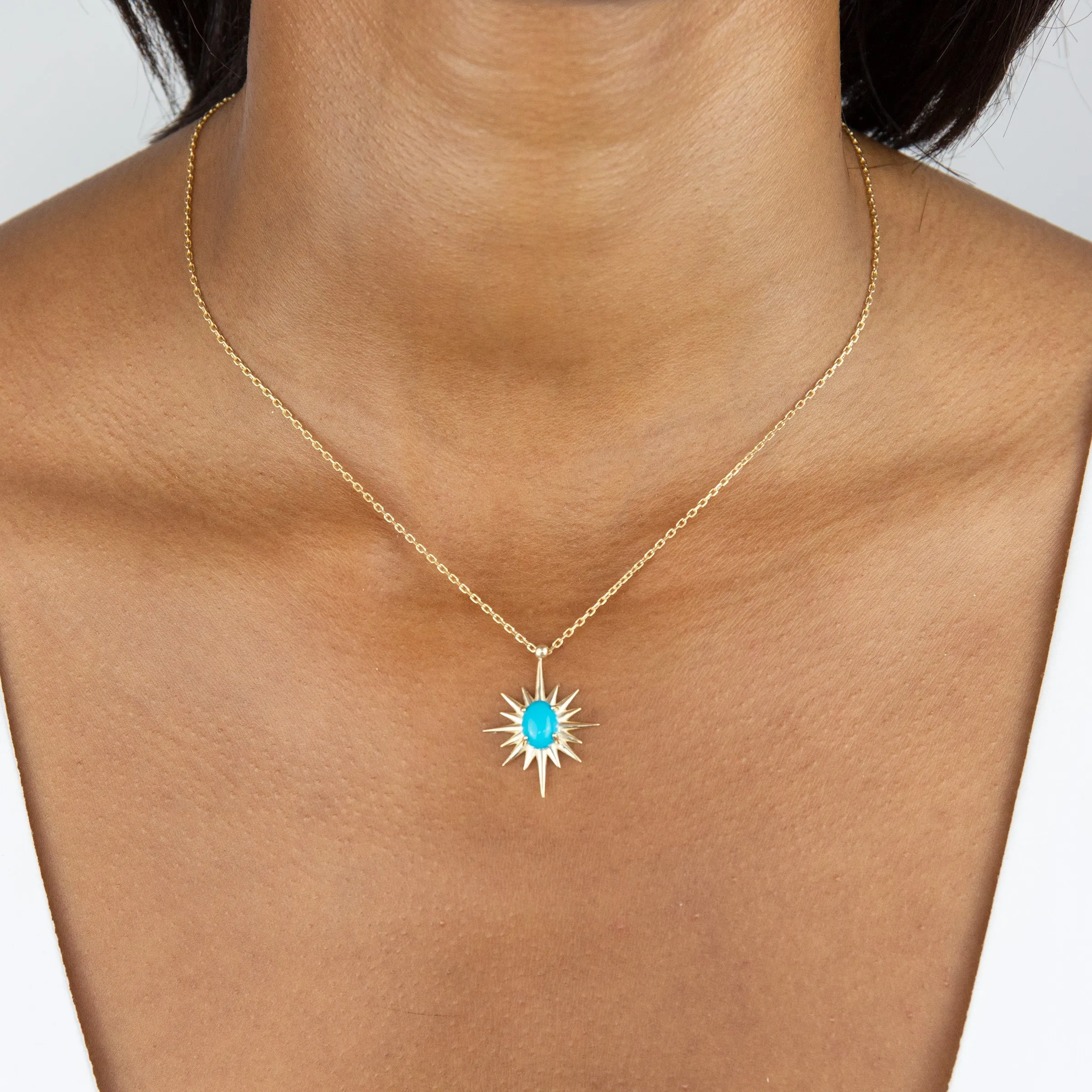 Turquoise Enamel Starburst Necklace