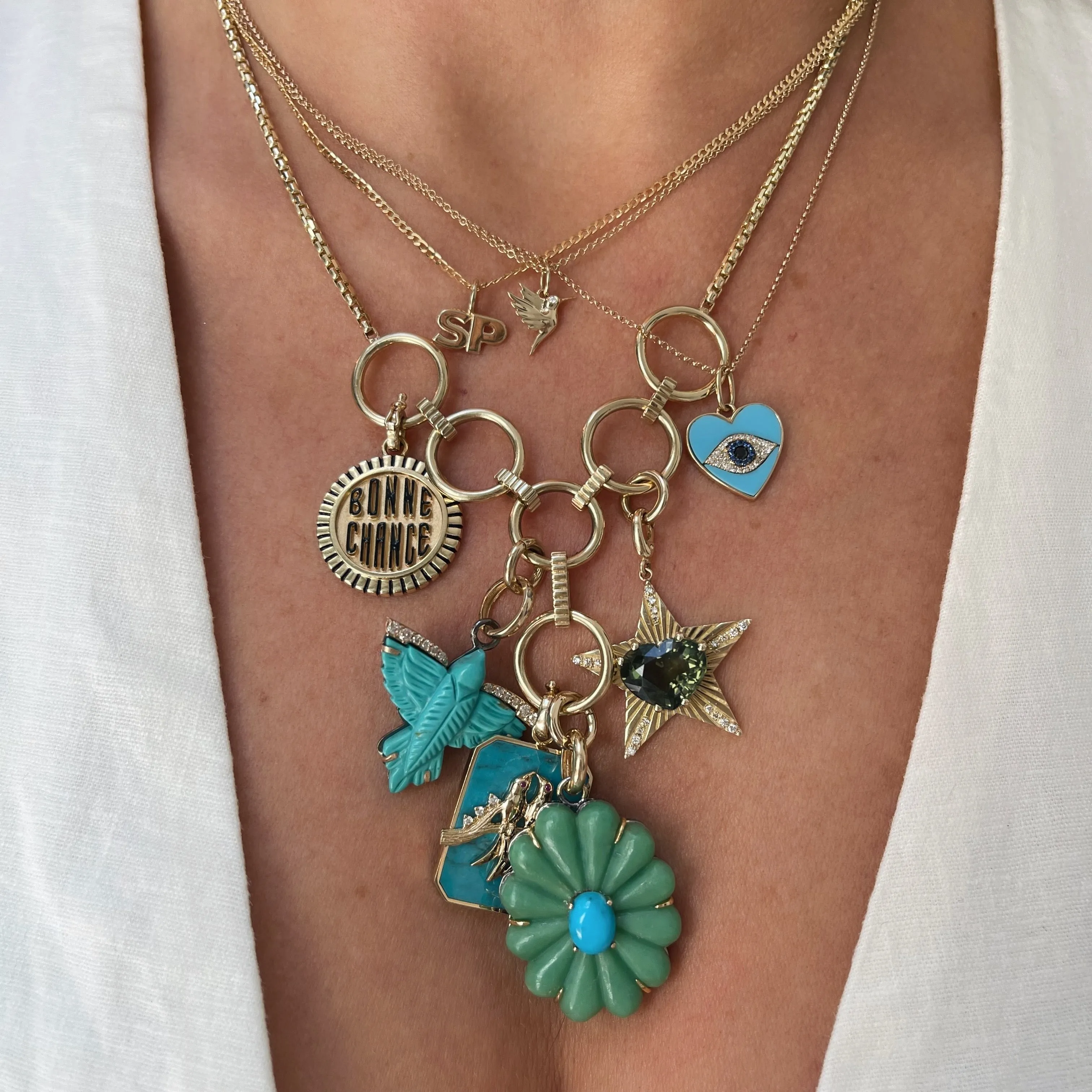 Turquoise Heart Evil Eye Pendant Necklace