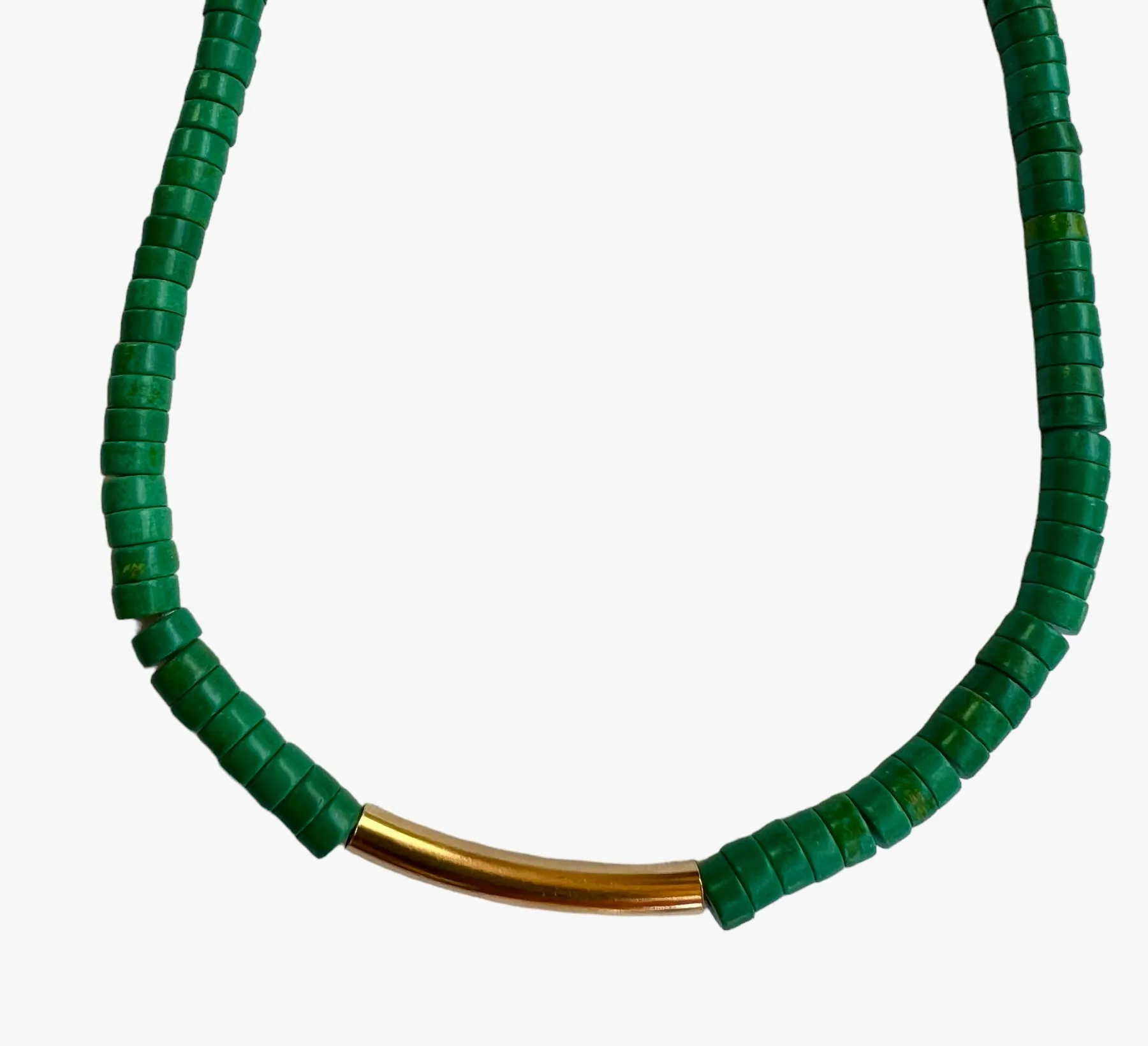 Turquoise Heishi Necklace with Gold Accent