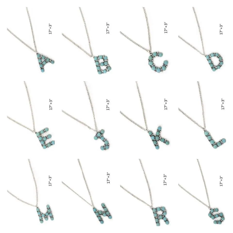 Turquoise Initial Necklaces