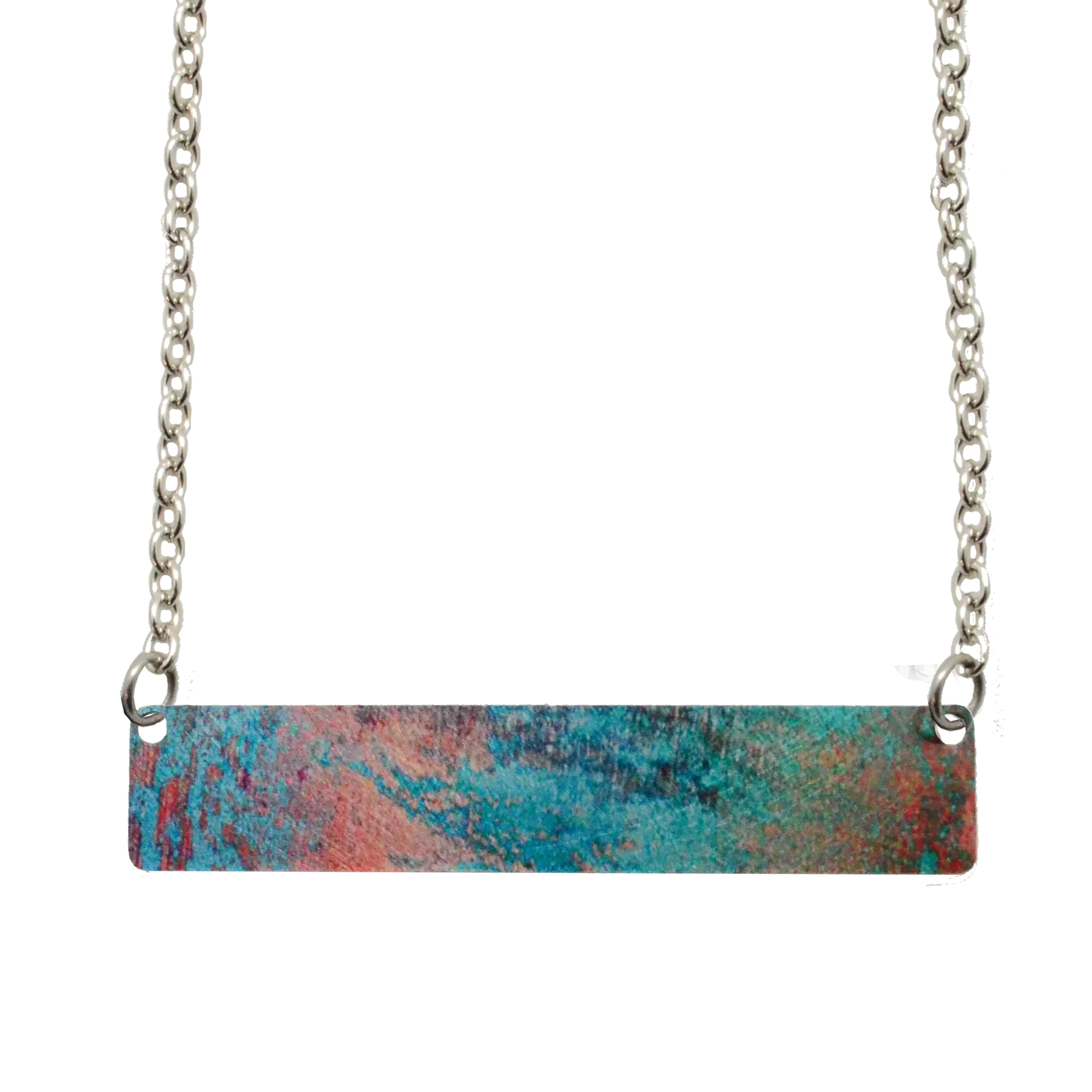 Turquoise Patina 2" Bar Necklace