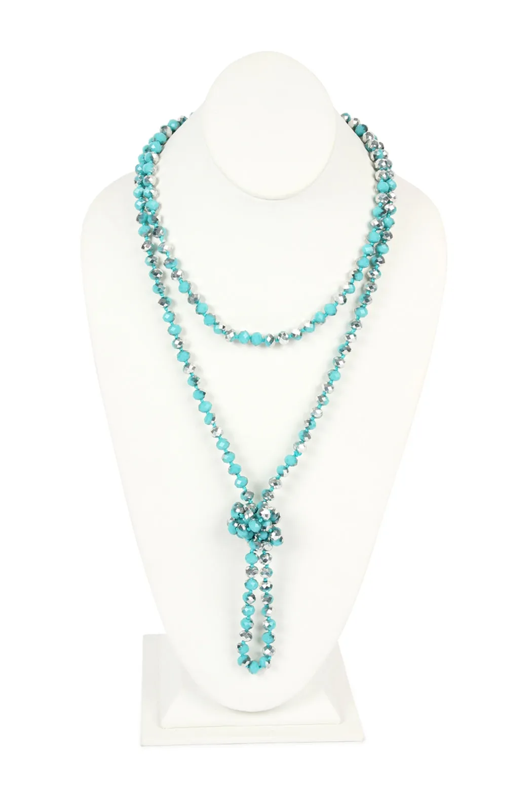 Turquoise Silver Longline Hand Knotted Necklace - Pack of 6