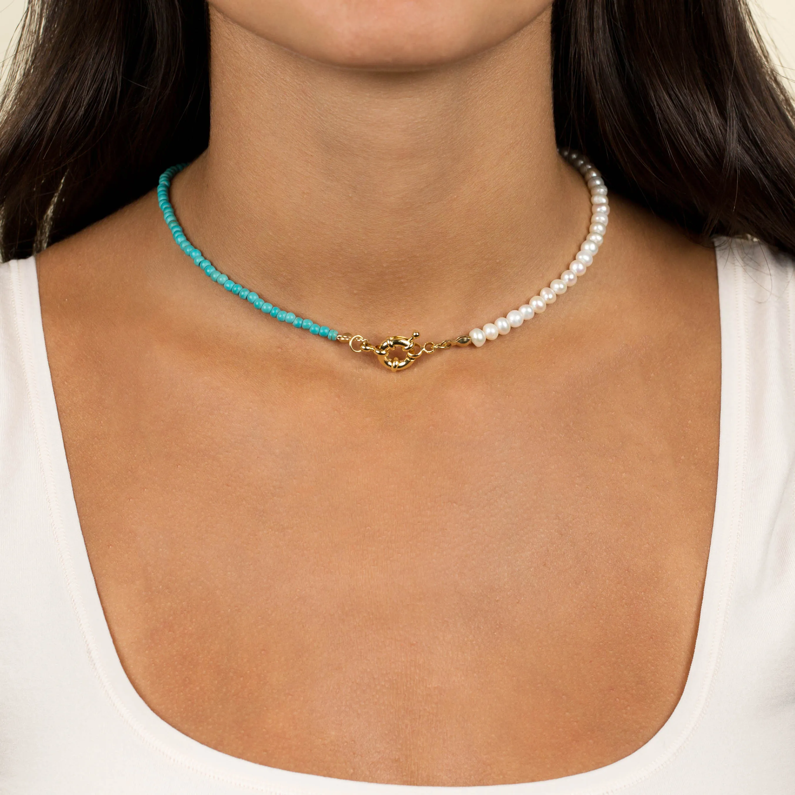 Turquoise X Pearl Toggle Necklace