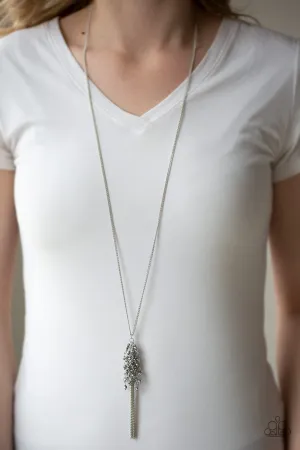 Twilight Twinkle - Silver - Crystal Bead Chain Tassel Paparazzi Long Necklace