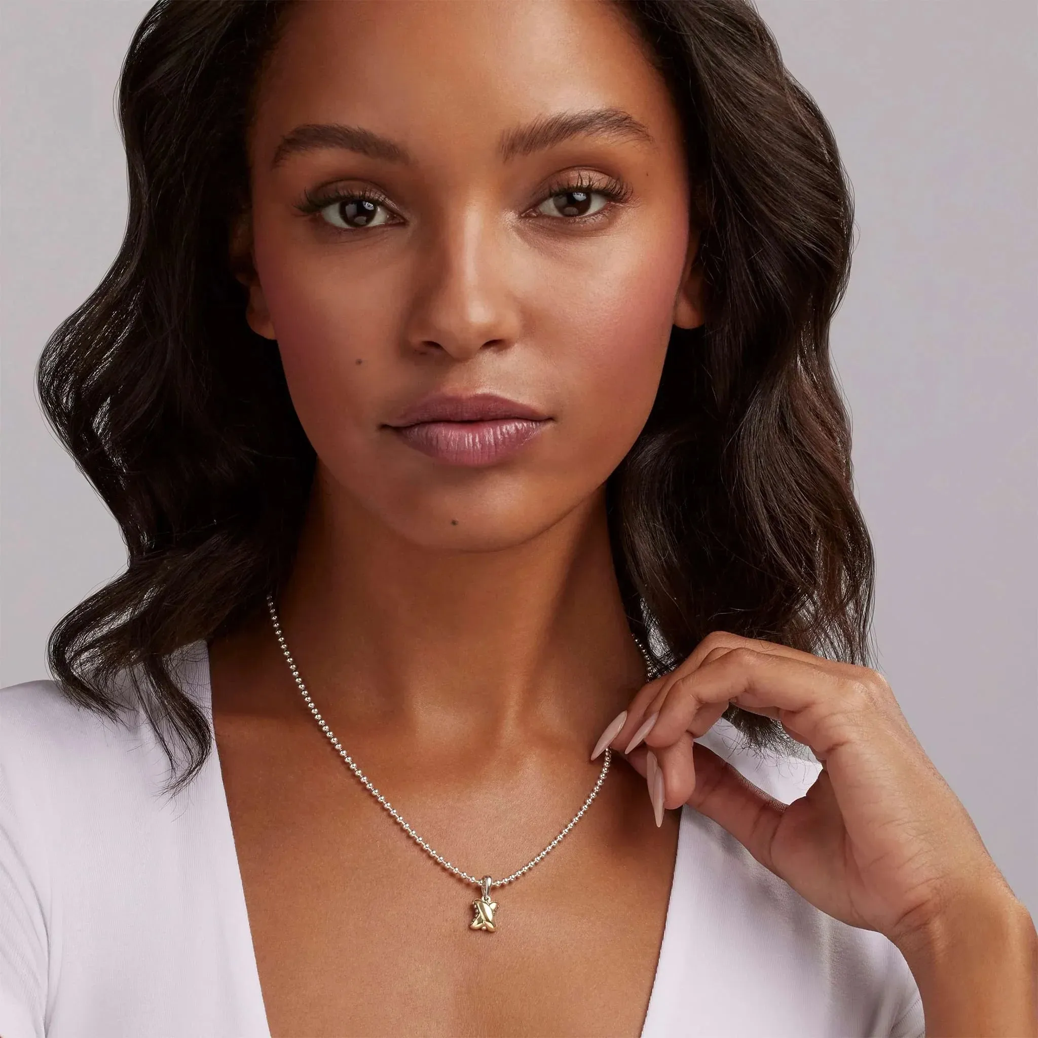 Two-Tone X Pendant Necklace