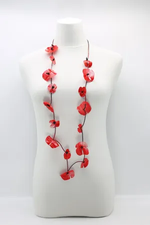 Upcycled plastic bottles - Aqua Poppy Necklaces - long