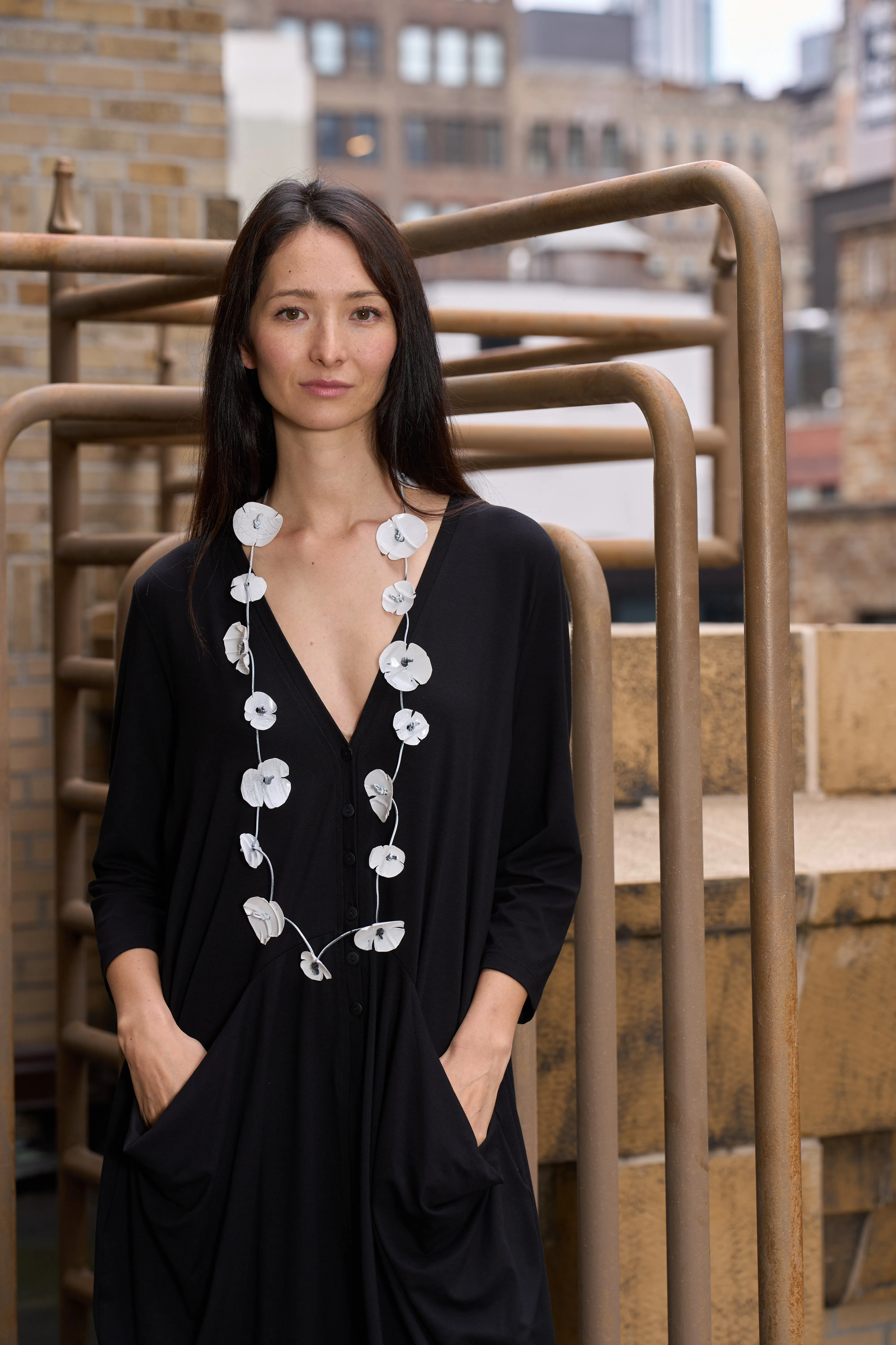Upcycled plastic bottles - Aqua Poppy Necklaces - long