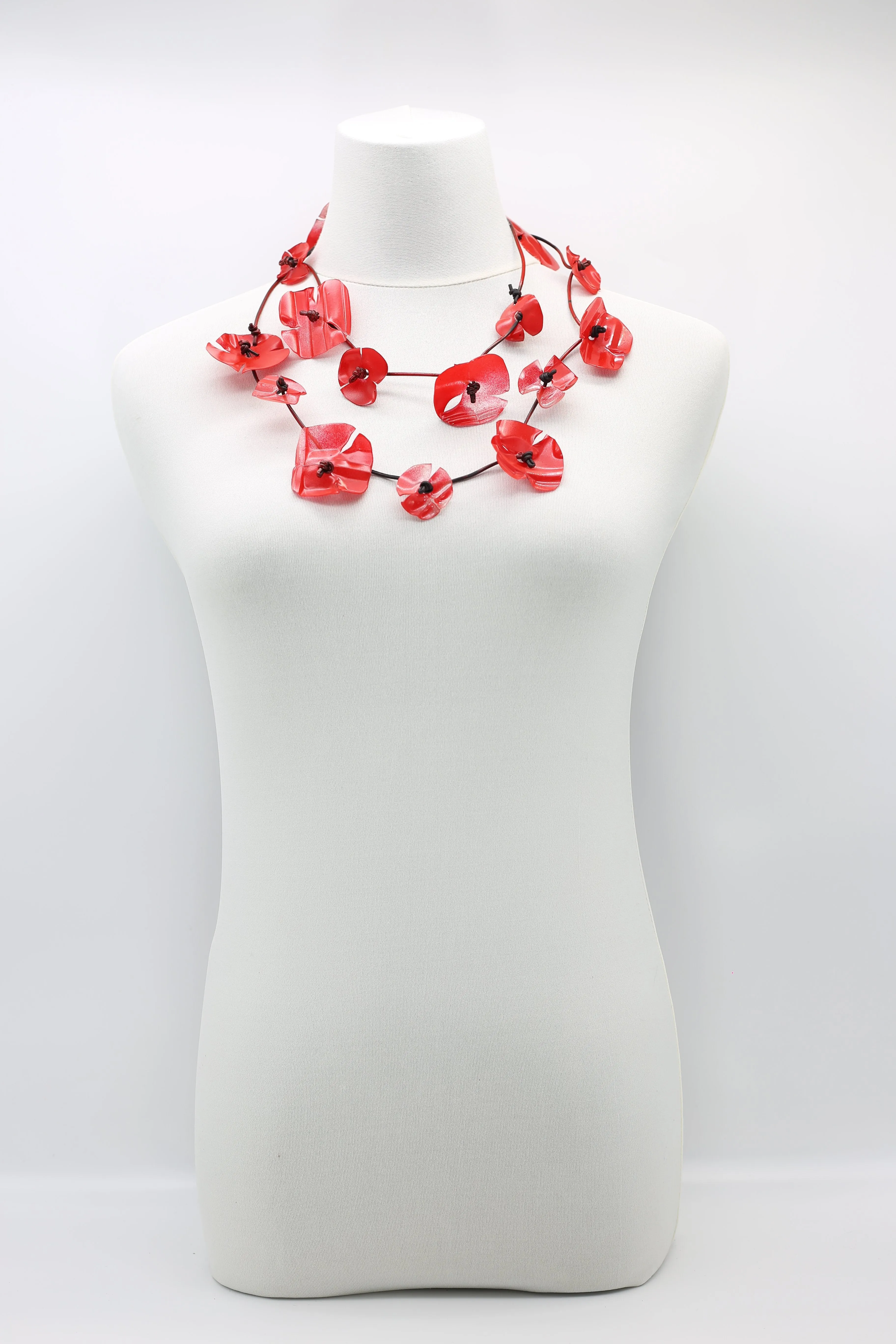 Upcycled plastic bottles - Aqua Poppy Necklaces - long