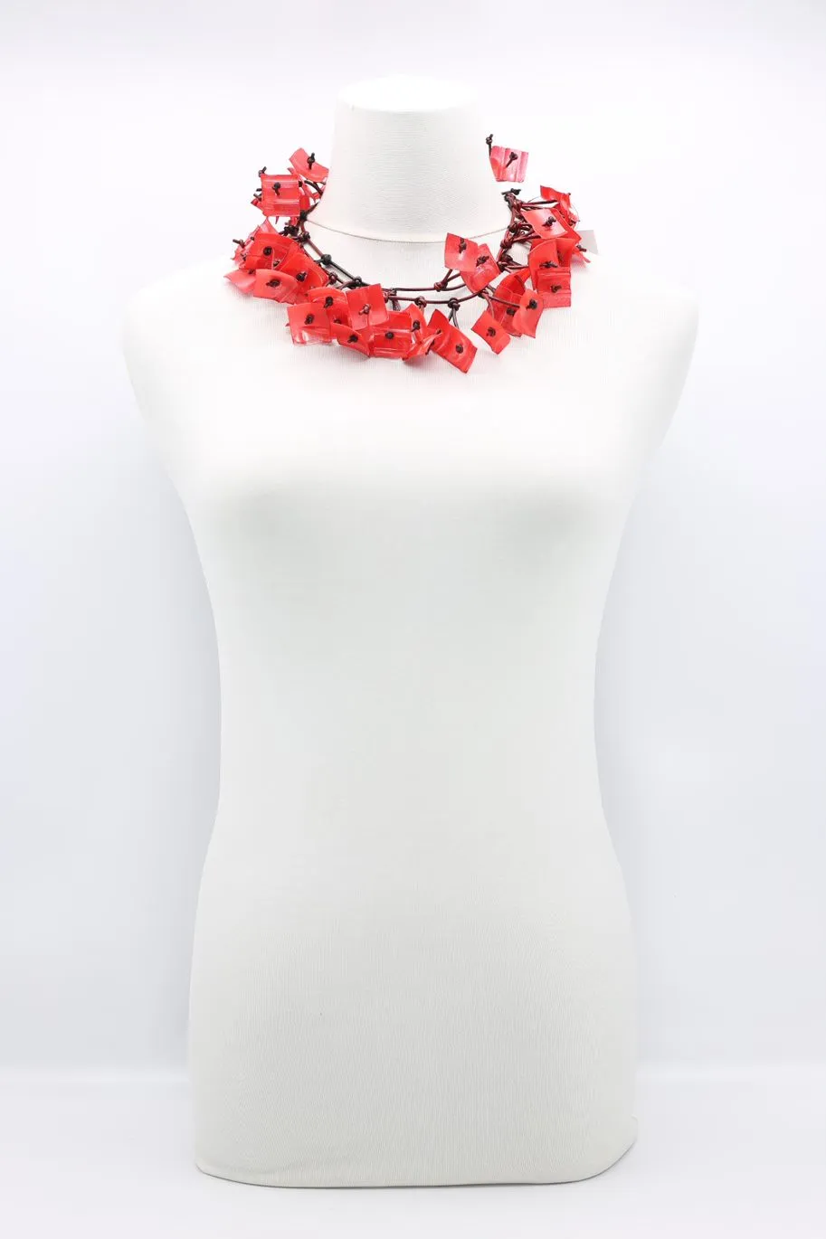 Upcycled Plastic Bottles Squares Necklaces - Hand-painted