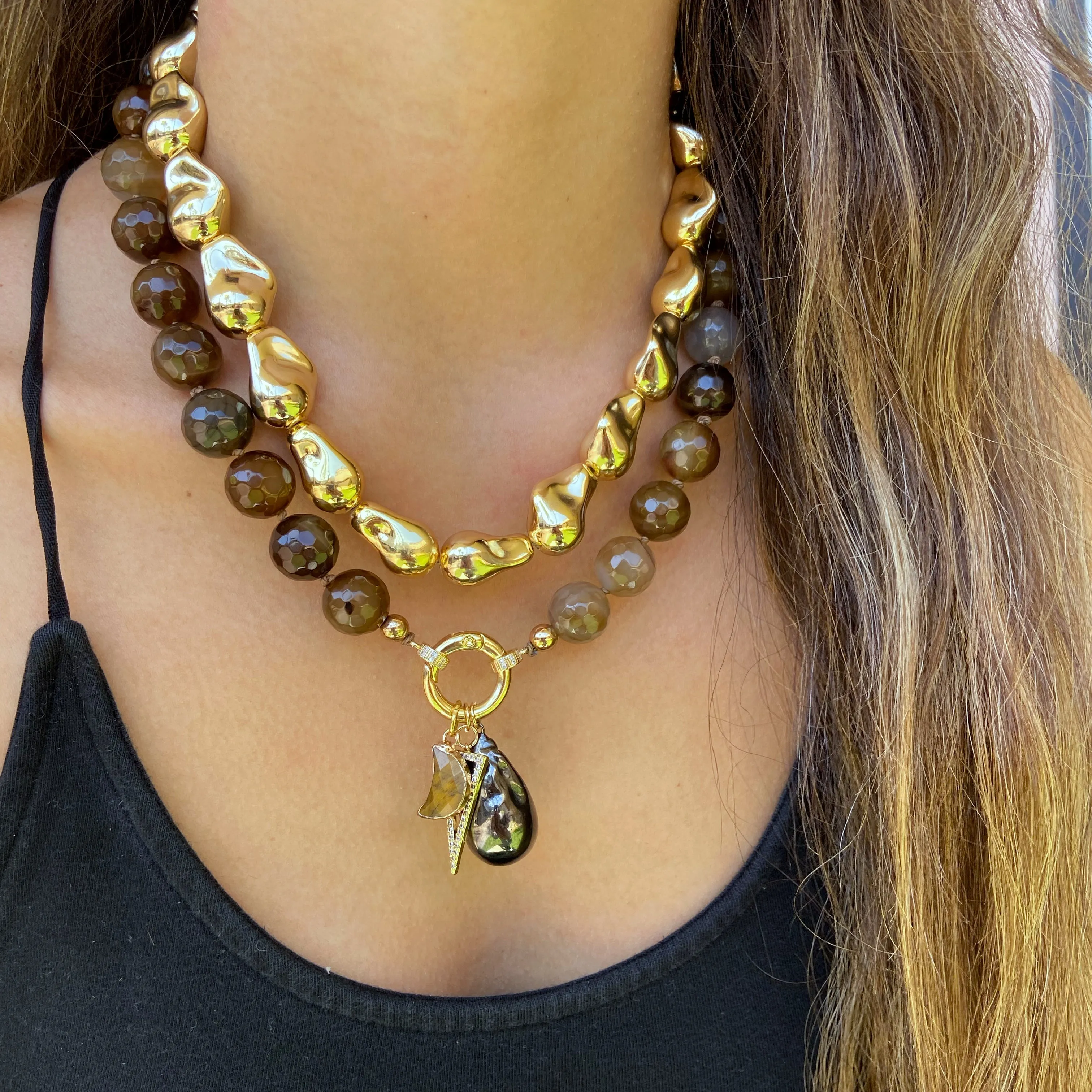 Vana Front Clasp and Charm Necklace