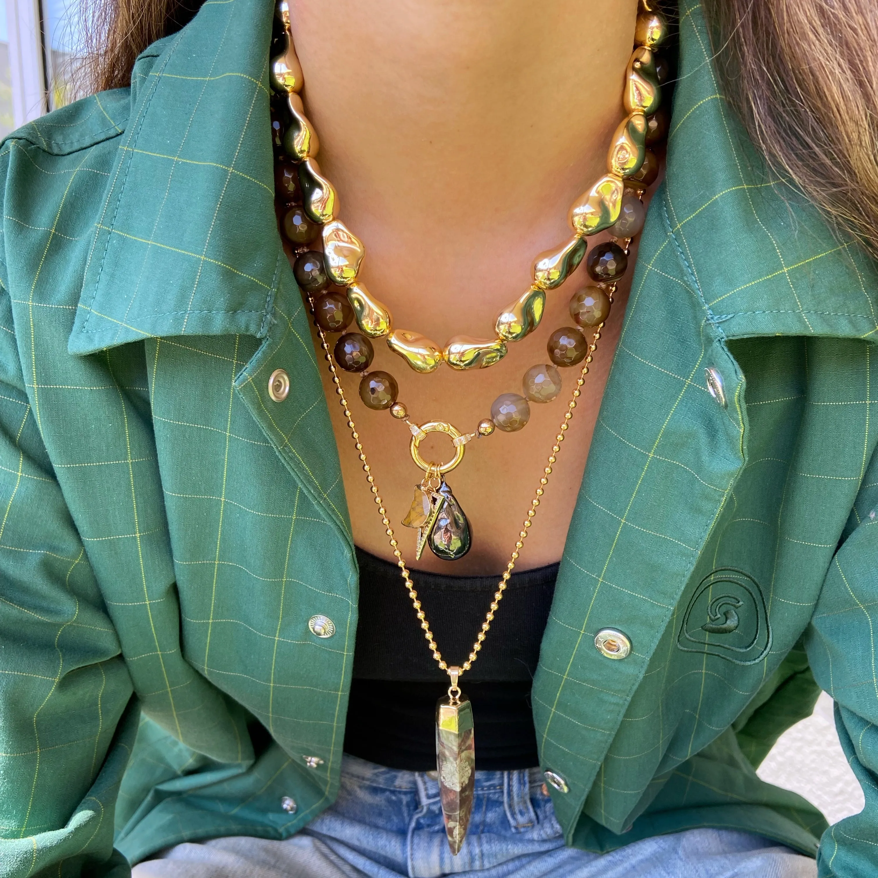 Vana Front Clasp and Charm Necklace