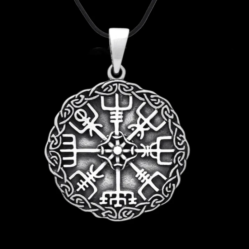 VEGVISIR COMPASS CELTIC KNOTWORK 925 STERLING SILVER PENDANT