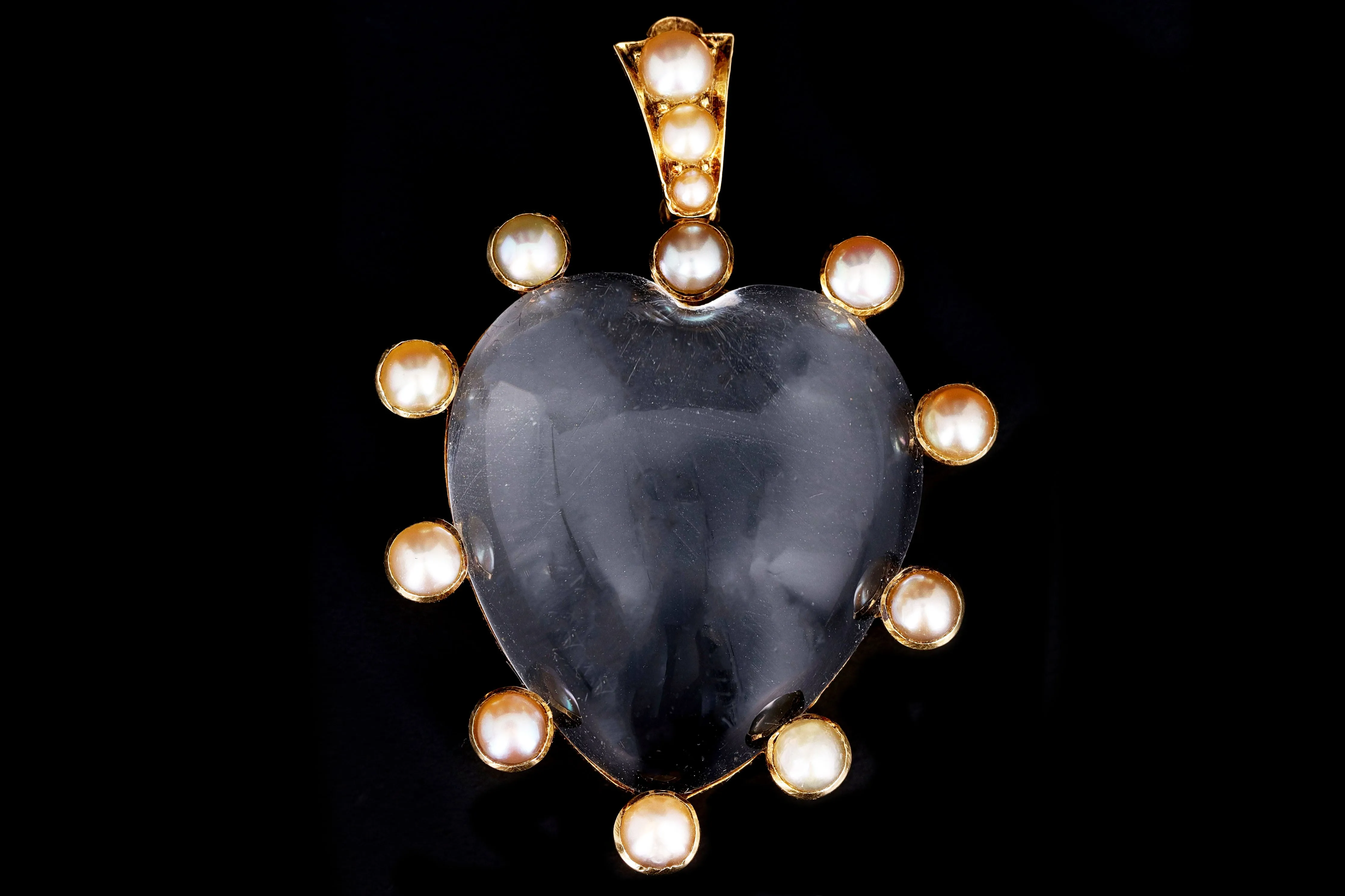 Victorian 15ct Yellow Gold Rock Crystal & Pearl Pendant