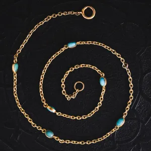 Victorian 15k Gold Turquoise Chain