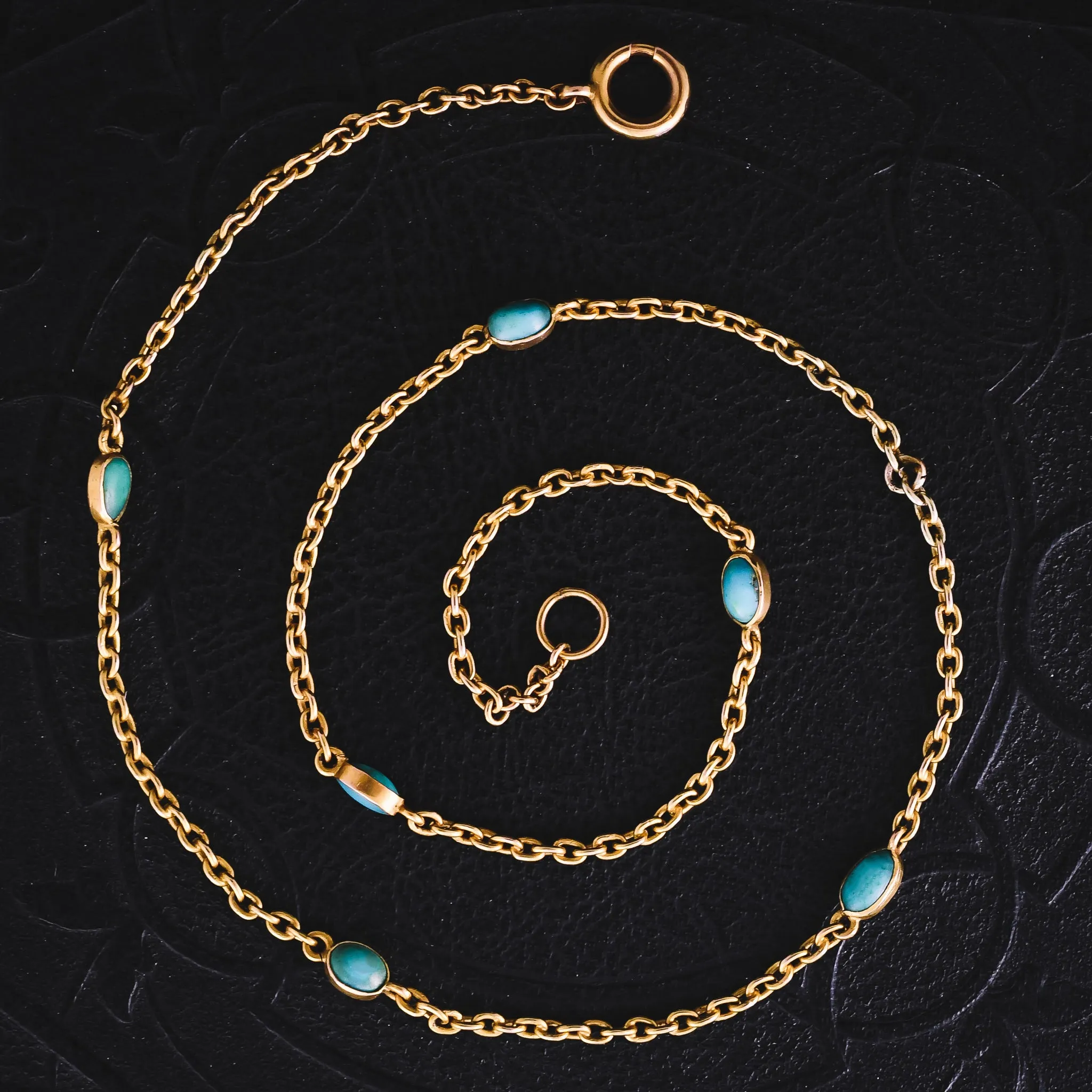 Victorian 15k Gold Turquoise Chain