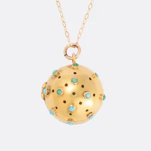 Victorian Turquoise "Sputnik" Vinaigrette Pendant