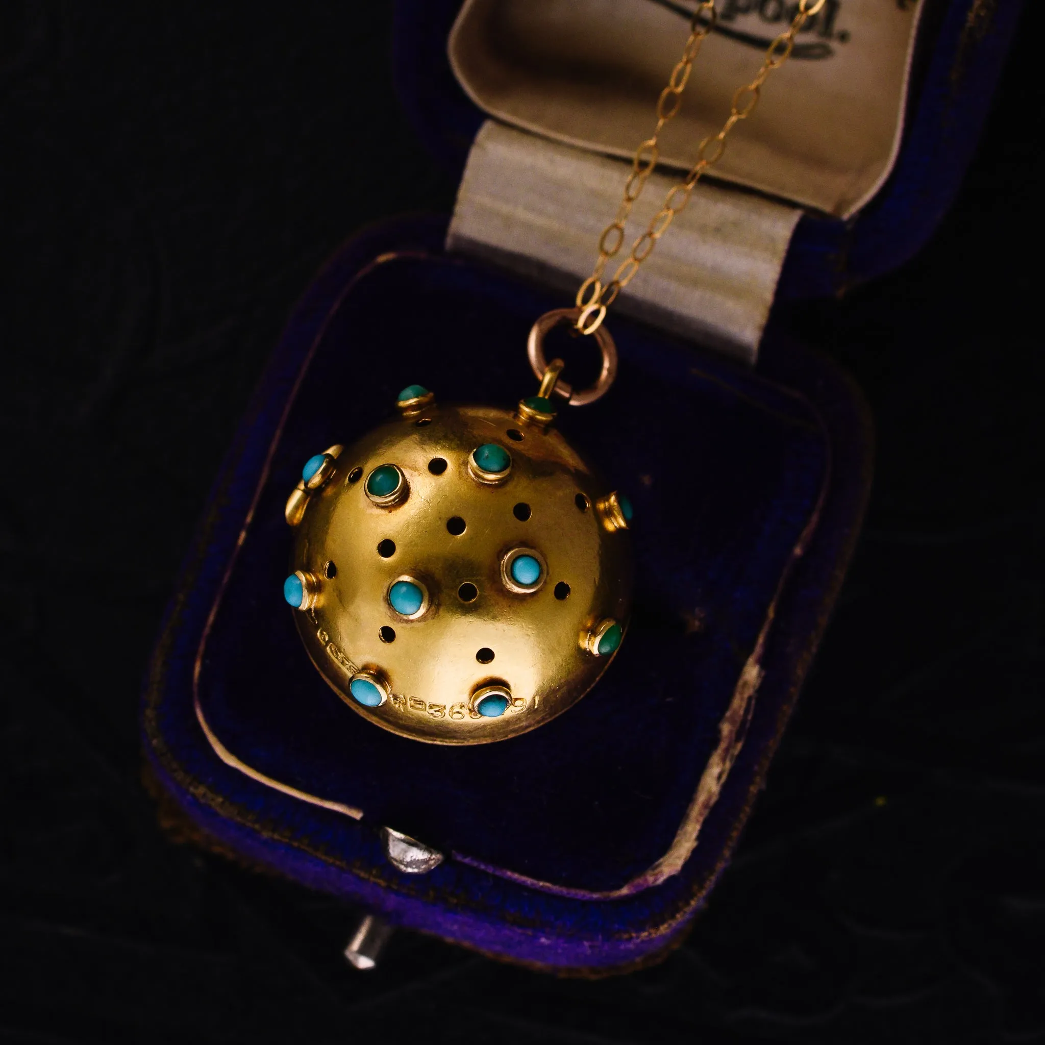 Victorian Turquoise "Sputnik" Vinaigrette Pendant