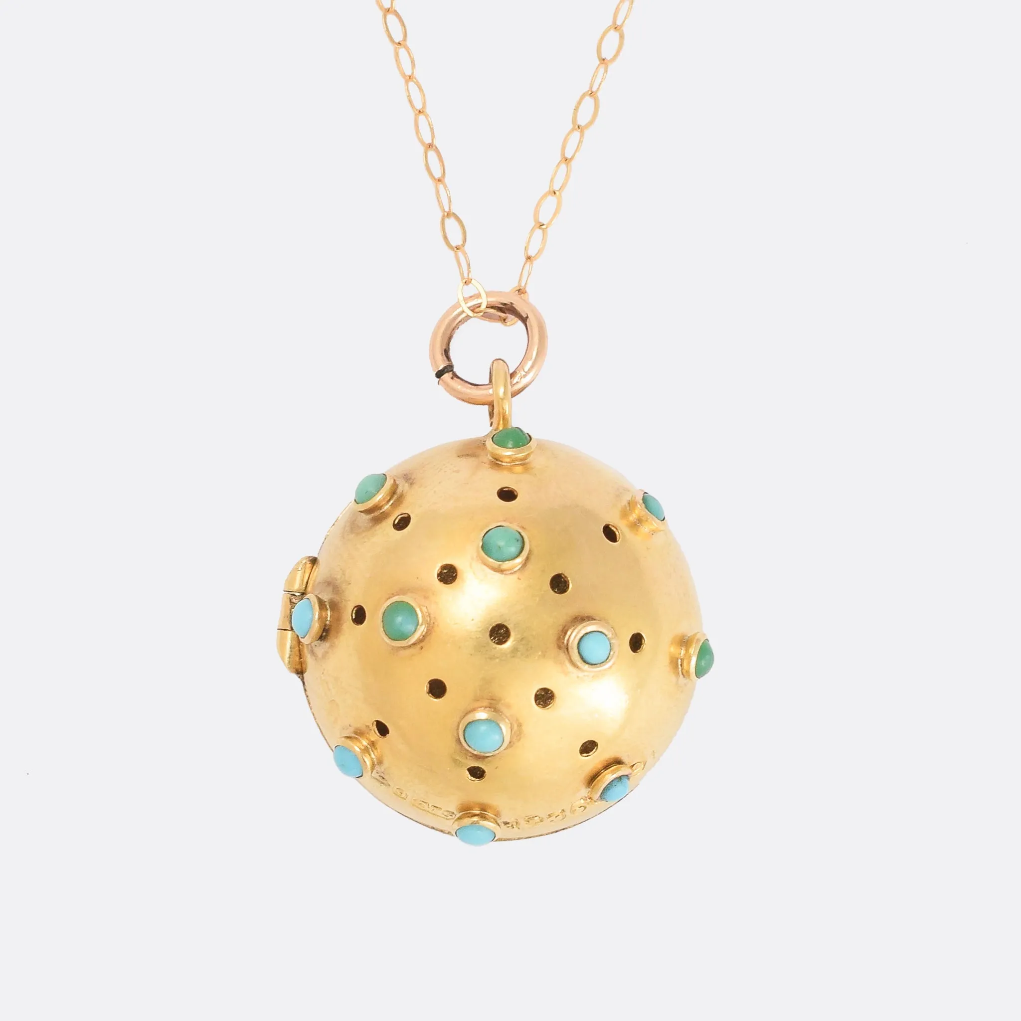 Victorian Turquoise "Sputnik" Vinaigrette Pendant