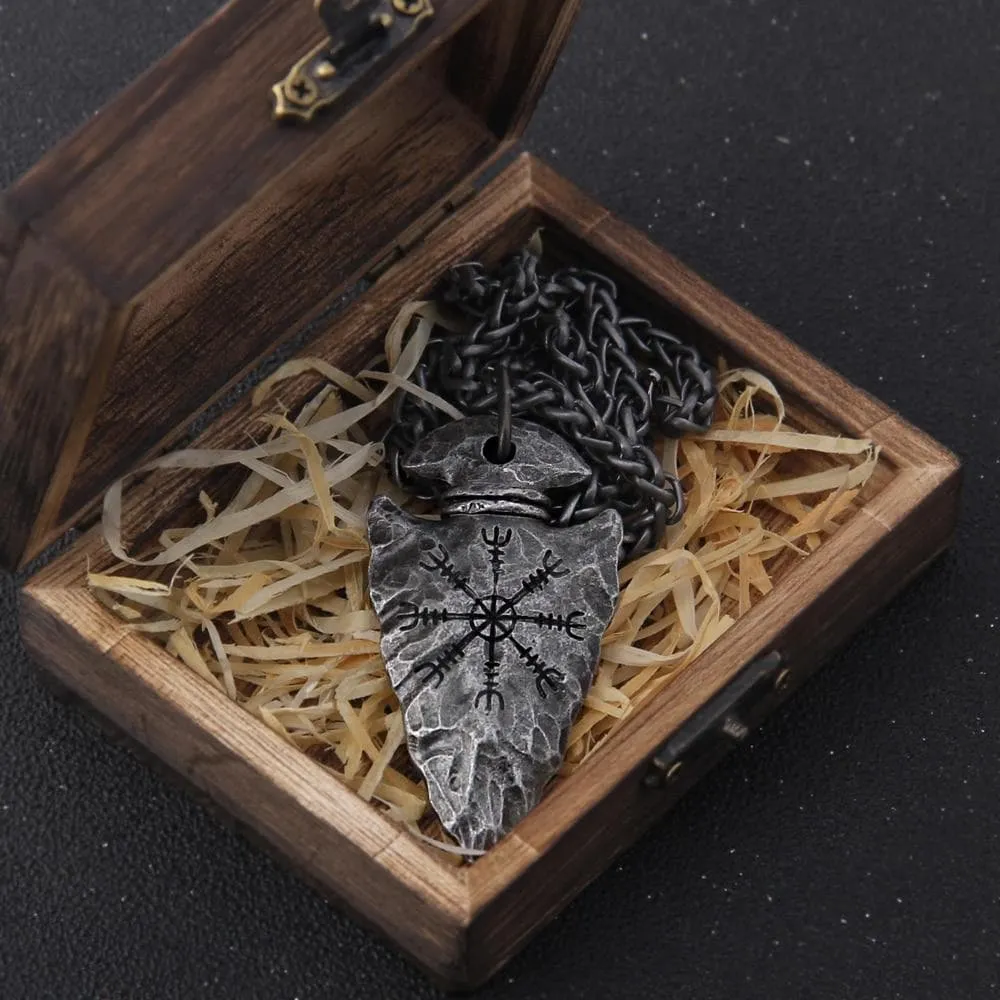 Viking Gungnir with Helm of Awe Stainless Steel Pendant & necklace