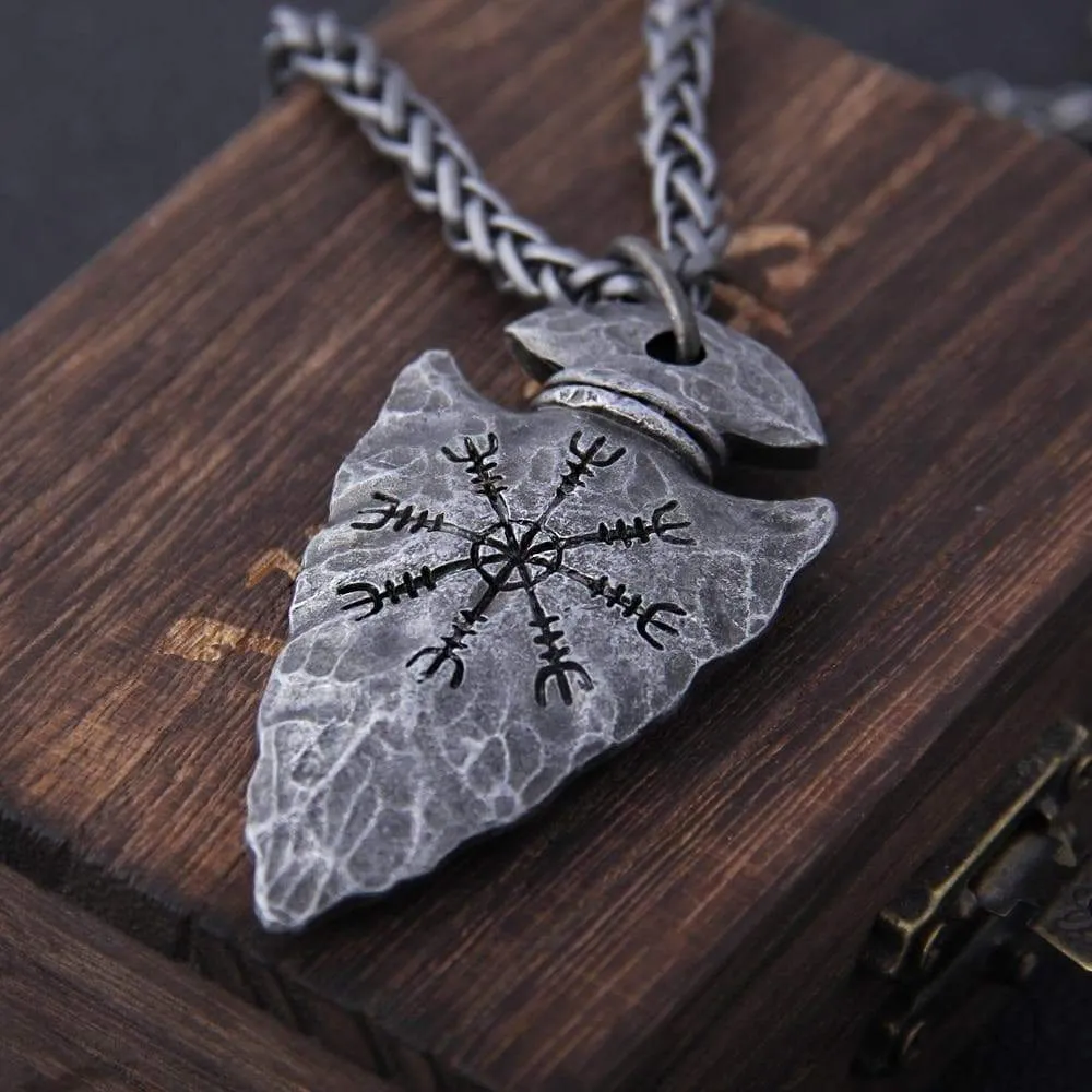 Viking Gungnir with Helm of Awe Stainless Steel Pendant & necklace