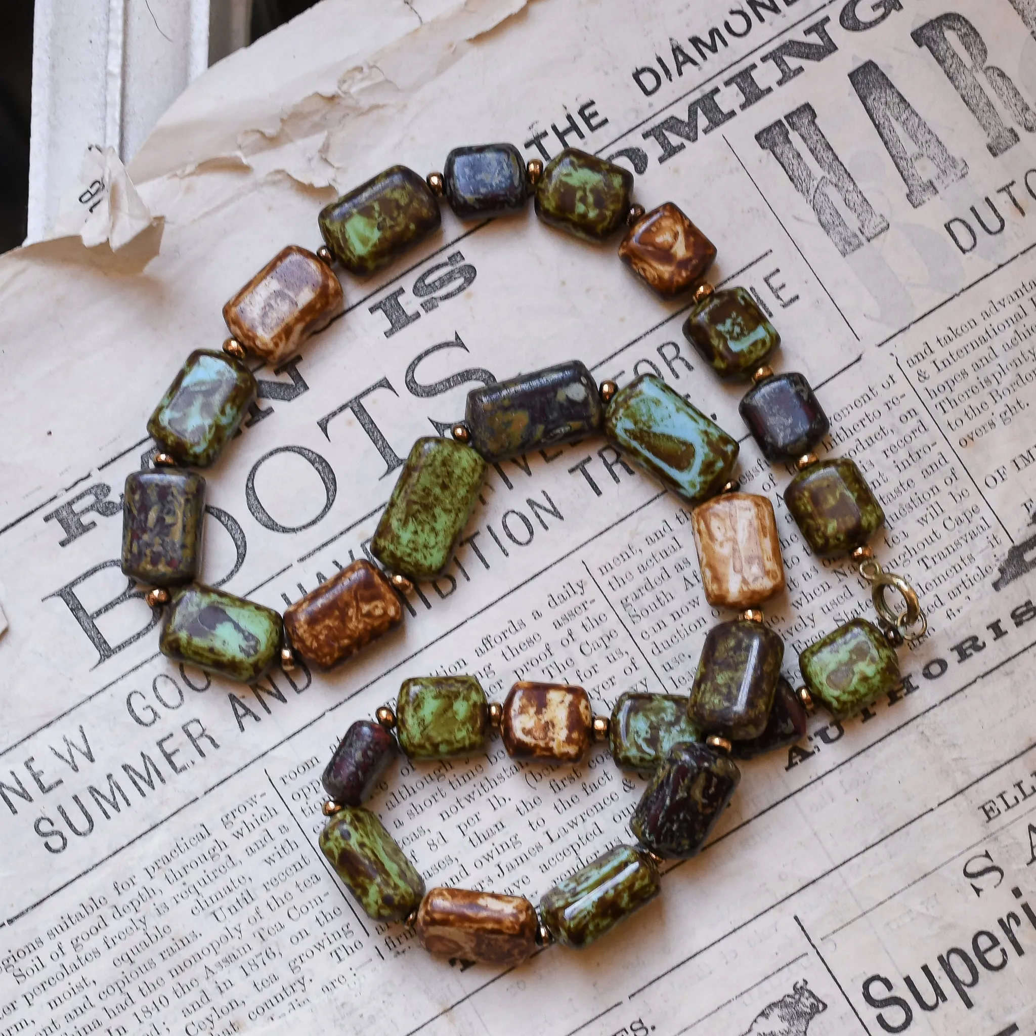 Vintage Agate Glass Beaded Necklace