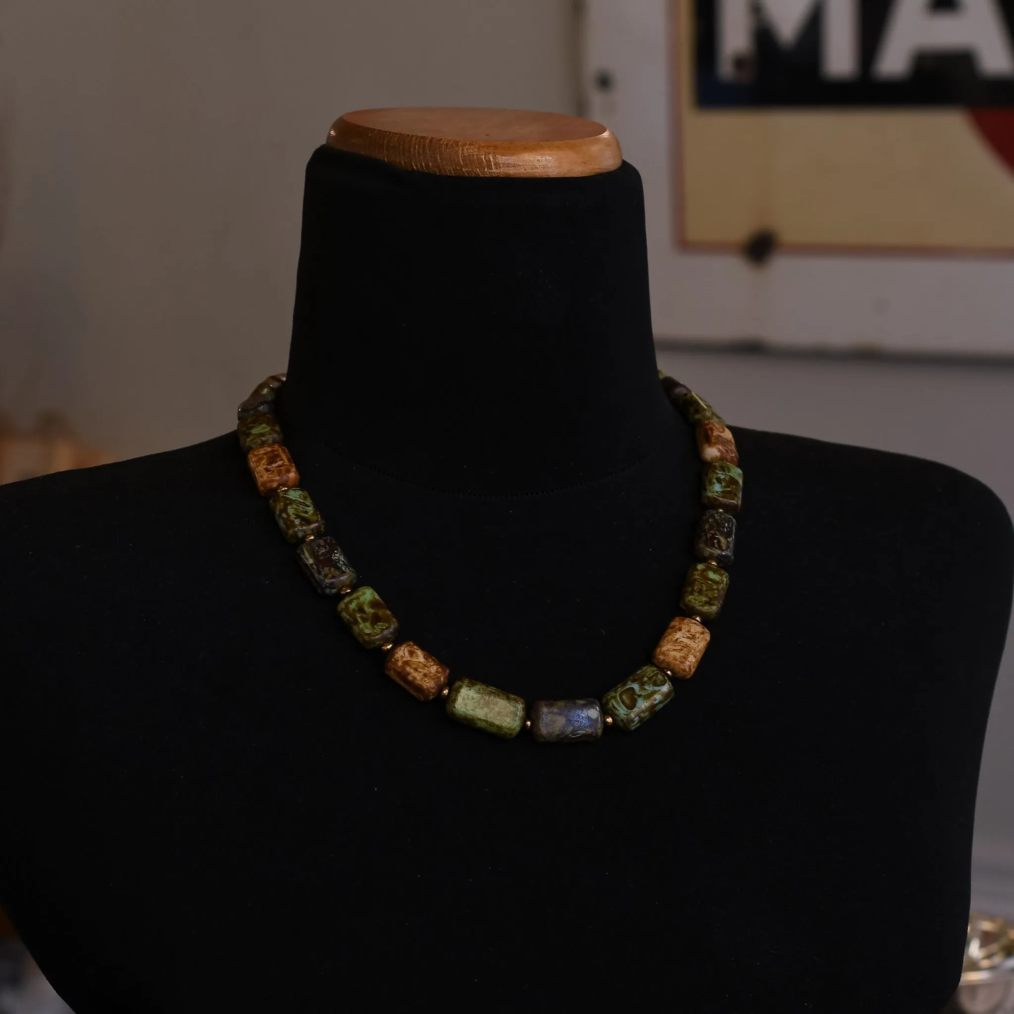 Vintage Agate Glass Beaded Necklace