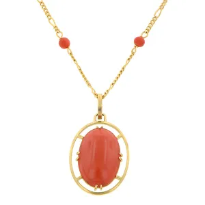 Vintage Coral Pendant Necklace