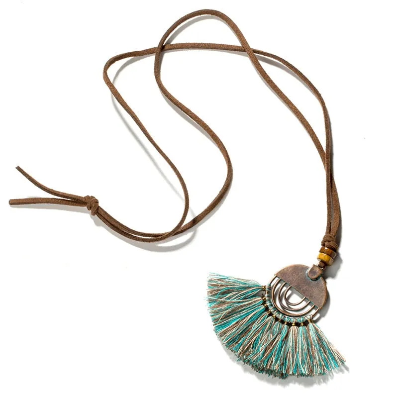 Vintage Fabric Tassel Necklace