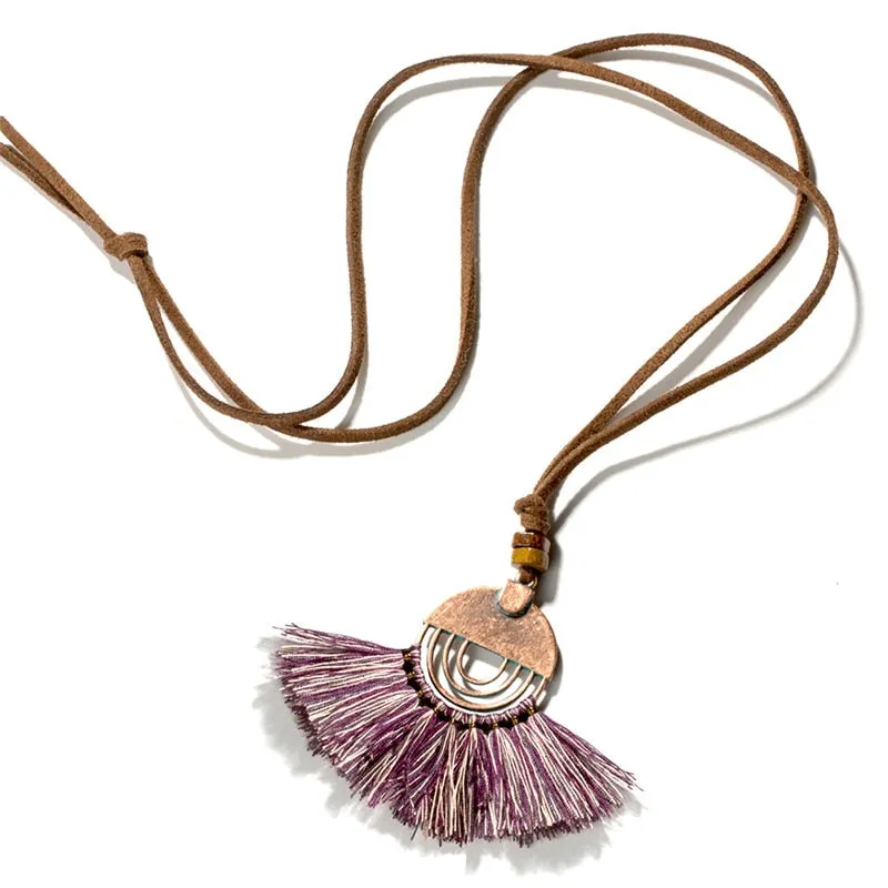 Vintage Fabric Tassel Necklace