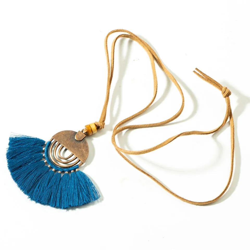 Vintage Fabric Tassel Necklace