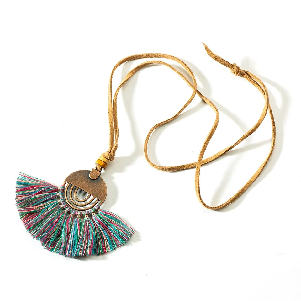 Vintage Fabric Tassel Necklace