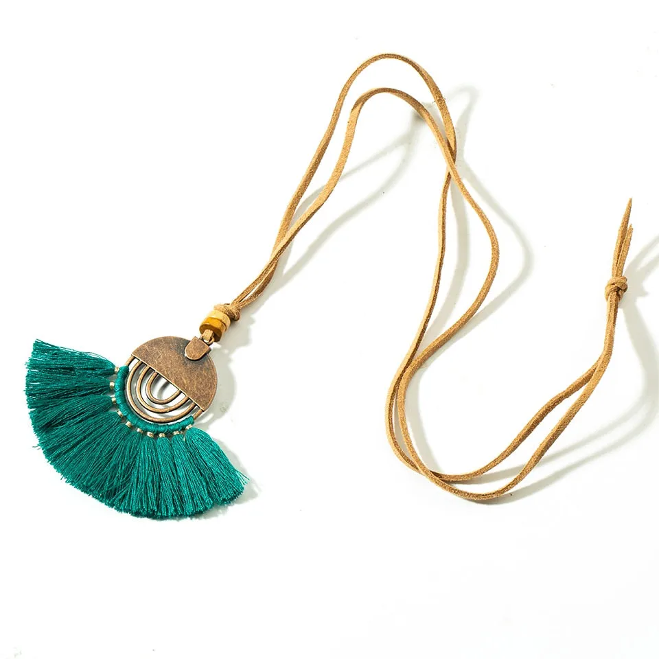 Vintage Fabric Tassel Necklace