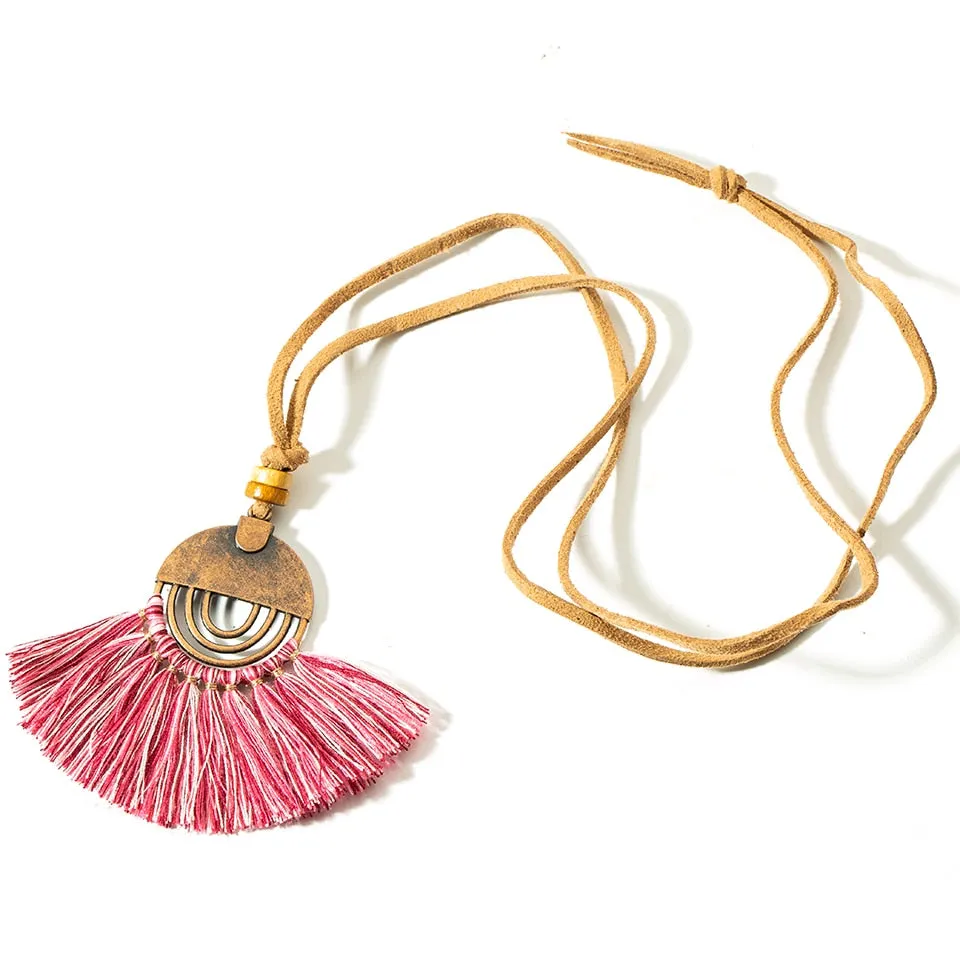 Vintage Fabric Tassel Necklace