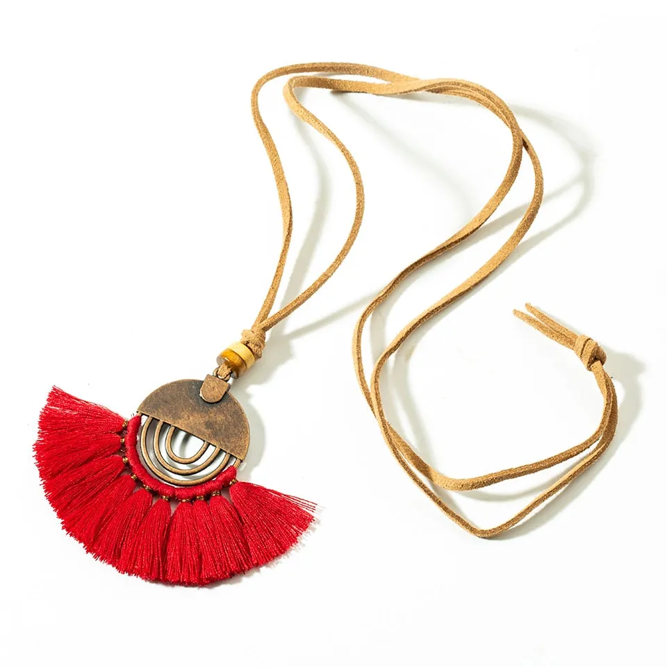 Vintage Fabric Tassel Necklace