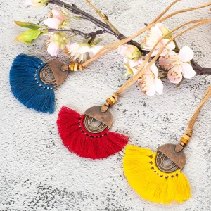 Vintage Fabric Tassel Necklace