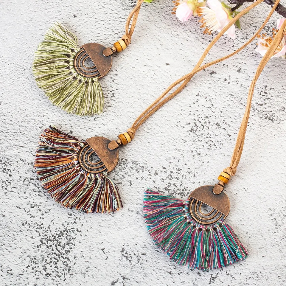 Vintage Fabric Tassel Necklace