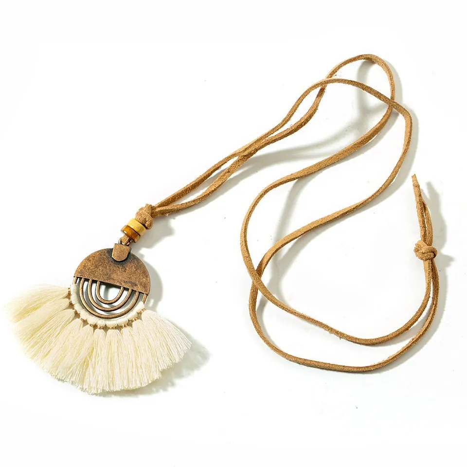 Vintage Fabric Tassel Necklace