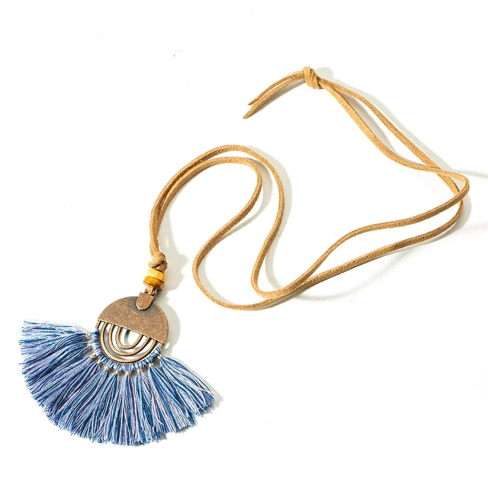 Vintage Fabric Tassel Necklace