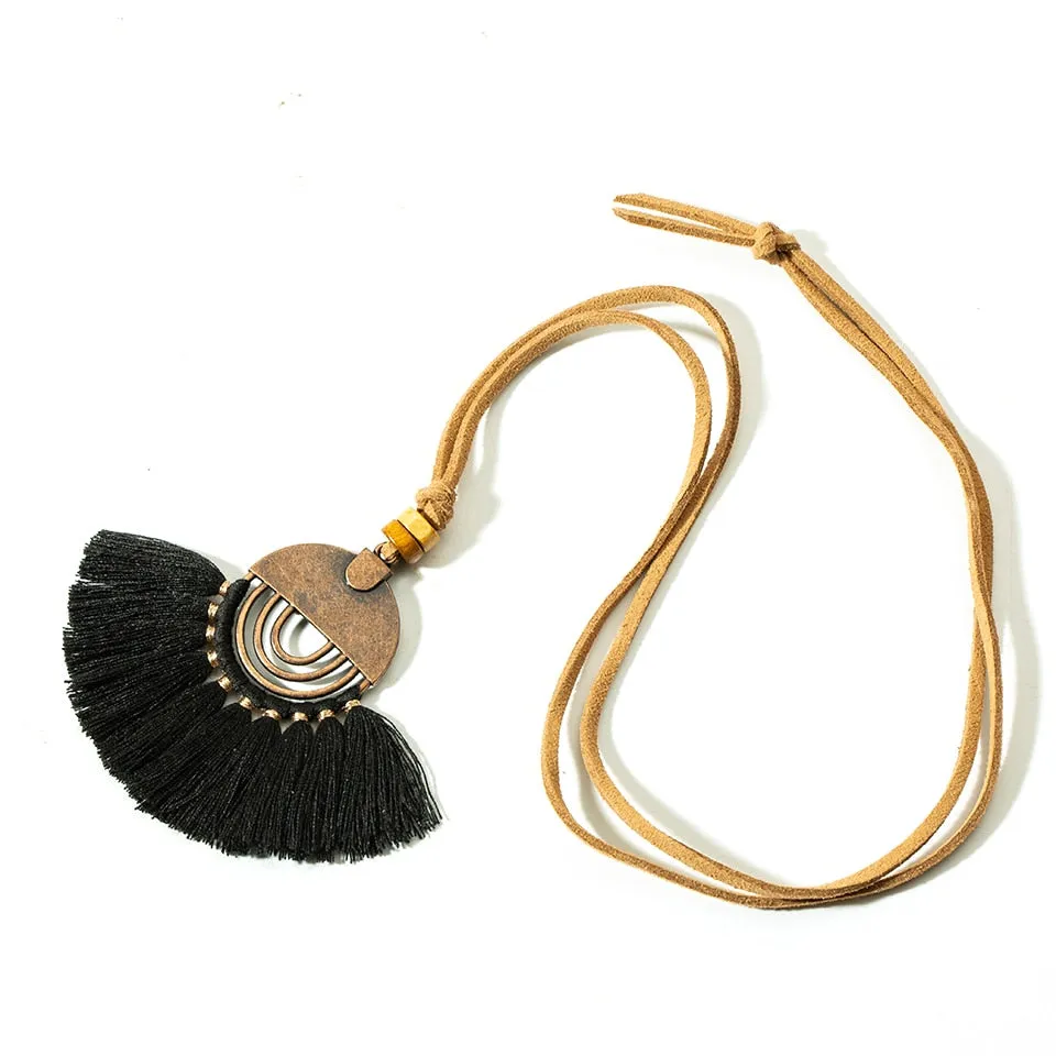 Vintage Fabric Tassel Necklace