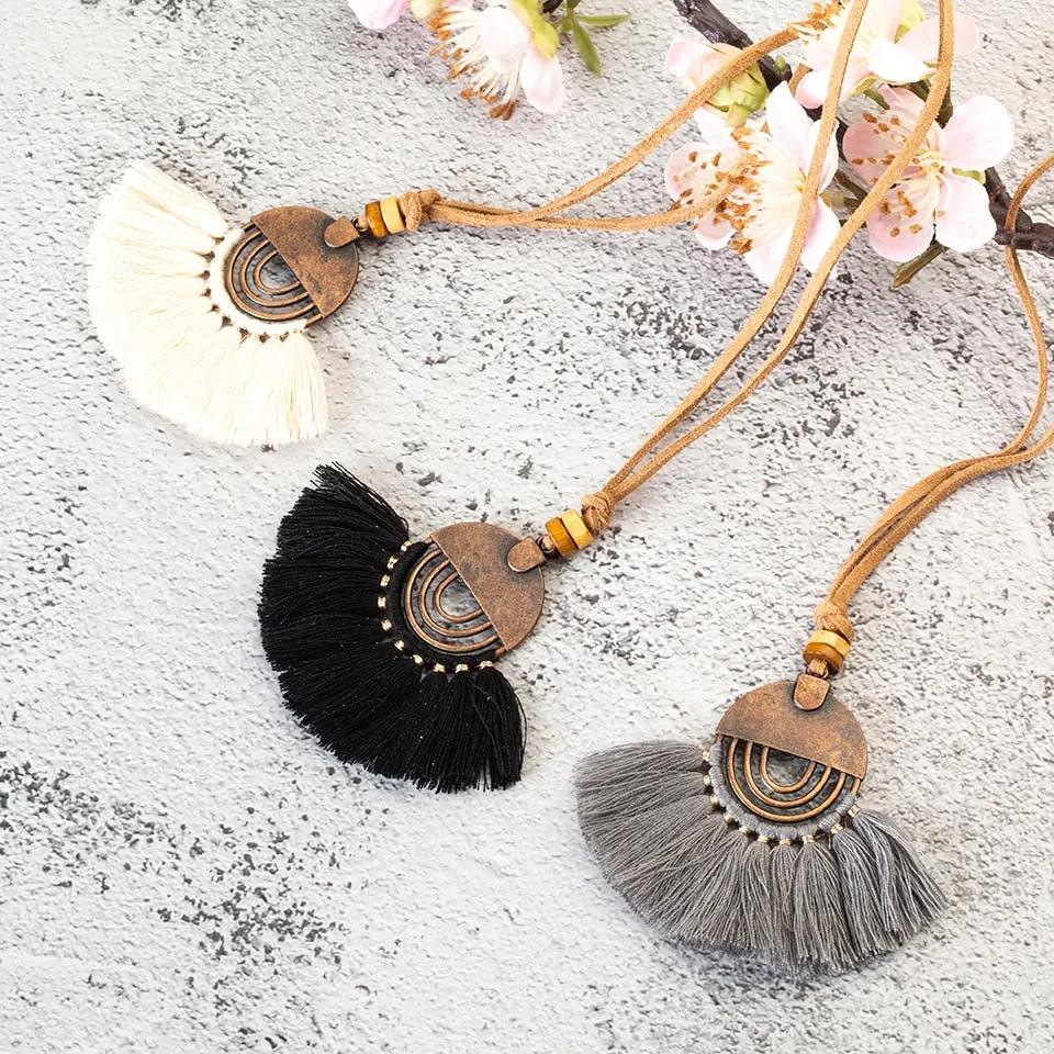 Vintage Fabric Tassel Necklace