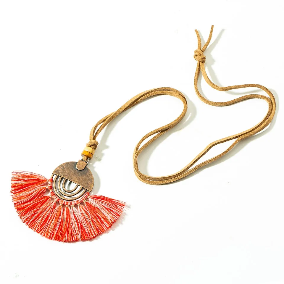 Vintage Fabric Tassel Necklace