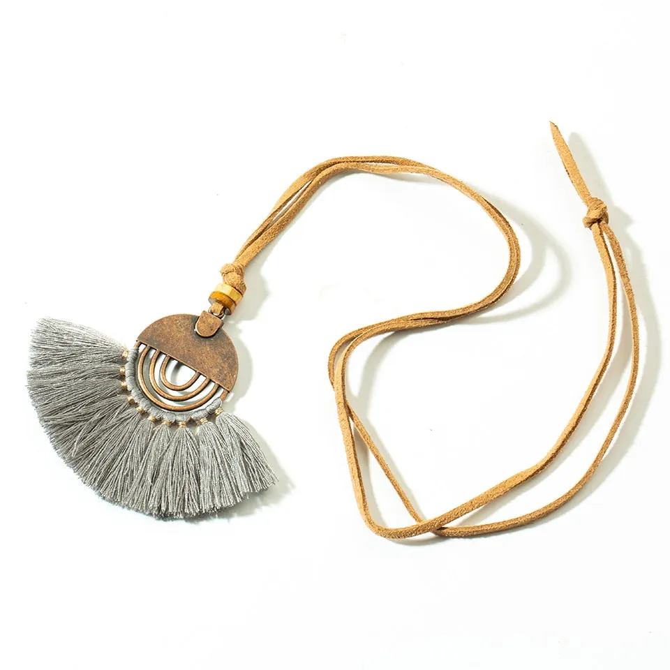 Vintage Fabric Tassel Necklace